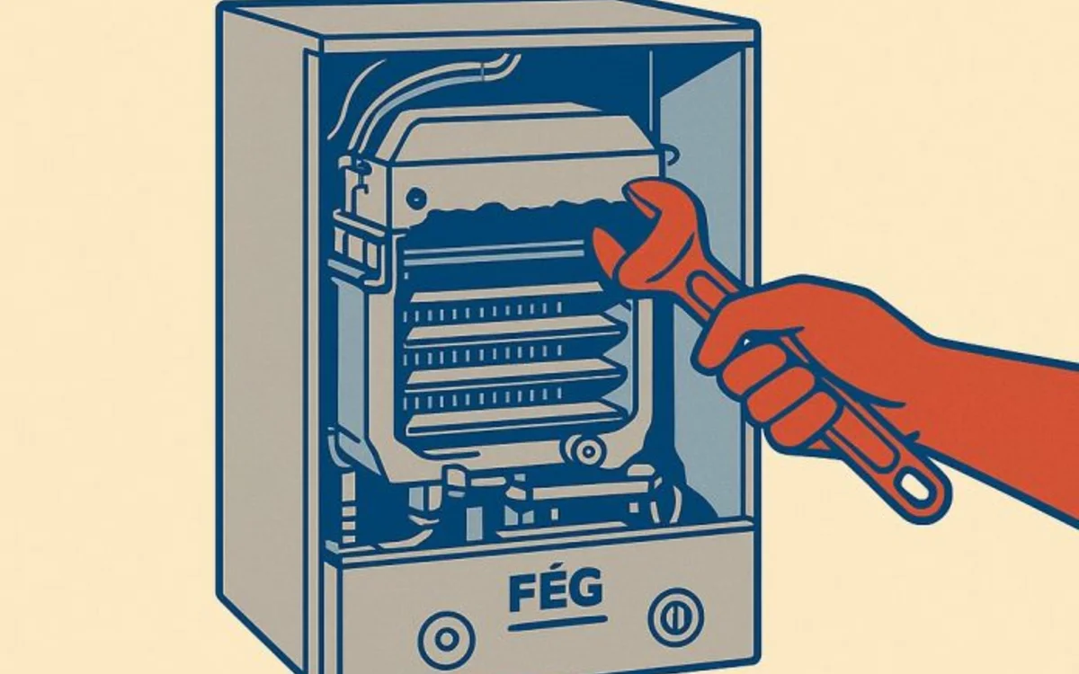 FÉG kazán alkatrészeinek műszaki illusztrációja